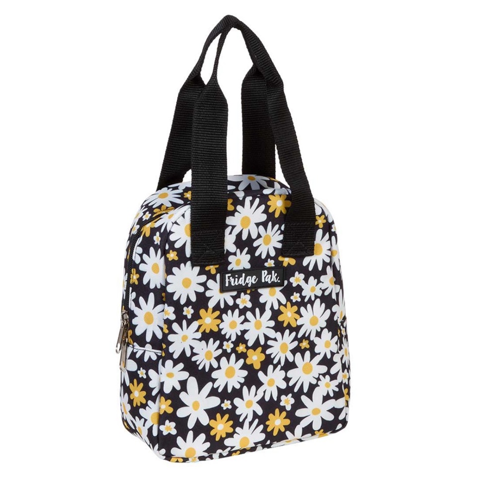 New Fridge Pak Personal Lunch Tote, Daisy Black 9in H x 7.25 W x 3.5 in D (Tango